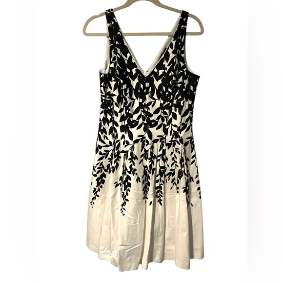 LAUREN RALPH LAUREN leafy floral foliage fit flare sleeveless cotton dress - Picture 1 of 7